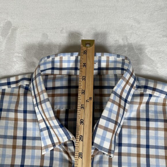 Peter Millar Shirt Men Size XXL Plaid Long Sleeve Single Pocket 100% Cotton EUC - Picture 8 of 10